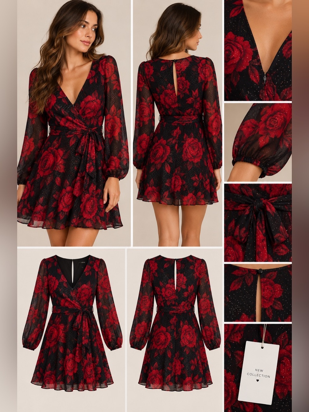 City Triangles Black & Red Rose Dress –‎ New with Tags!